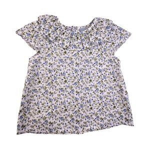 NWT Edgehill Collection Toddler Girls Ruffle Flutter Sleeve Top Blue Floral 3T